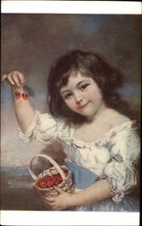 Girl with Cherries by John Russel Postcard