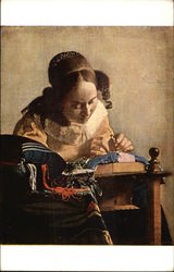 The Lacemaker by Jan Van Den Meer Art Postcard Postcard