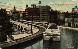 Canal Boats going over Aqueduct Rochester, NY Postcard Postcard