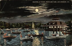 Westlake Park - Boating at Night Postcard