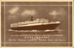 Sister Ships Algonquin Cherokee Mohawk and Seminole Clyde-Mallory Lines Postcard