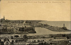 Bird's-eye View, Looking North from Top of Bluff Port Washington, WI Postcard Postcard