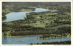 View of Town and Connecticut River Holyoke, MA Postcard Postcard