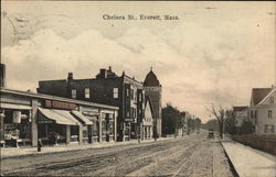 Looking Along Chelsea St Everett, MA Postcard Postcard