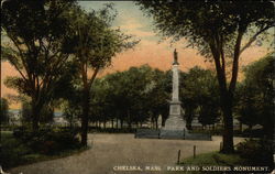 Park and Soldiers Monument Postcard