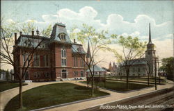 Town Hall and Unitarian Church Postcard