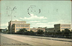 Textile School & Moody St. Bridge Lowell, MA Postcard Postcard