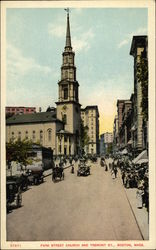 Park Street Church and Tremont Street Postcard