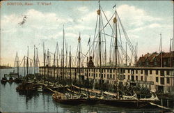 T Wharf and Boats Boston, MA Postcard Postcard