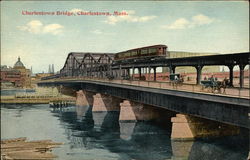 View of Bridge Charlestown, MA Postcard Postcard