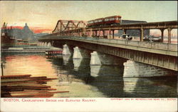 Charlestown Bridge and Elevated Railway Postcard