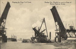 Dredge Gov. Warfield at Work in Draw of Bourne Highway Bridge Postcard