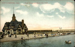 Head House and Beach, City Point South Boston, MA Postcard Postcard