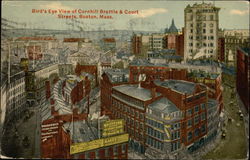 Bird's Eye View of Cornhill, Brattle & Court Streets Postcard