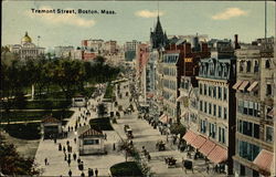 Looking Along Tremont Street Boston, MA Postcard Postcard