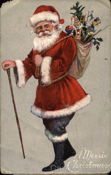 Santa Claus Carrying Bag of Toys