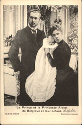 Le Prince et la Princesse Albert de Belgique et Leur Enfant Royalty Postcard Postcard