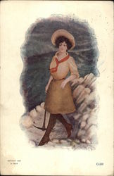 Woman with Mining Pick Postcard