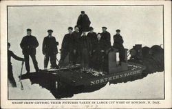 Night Crew Getting Their Pictures Taken in Large Cut West of Bowdon, ND Postcard