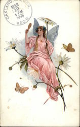 Angel in Daisies with Butterflys Fantasy Postcard Postcard