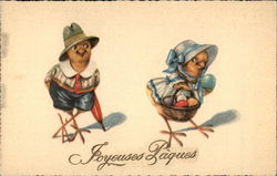 Joyous Easter with Chicks & Eggs Postcard