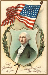 My Greetings to You on Washington's Birthday Postcard