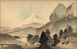 Painting of Mount Fuji, Japan Postcard