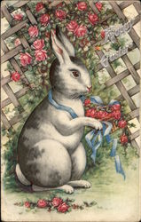 A Happy Easter with Bunny & Flowers Postcard