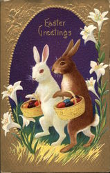 Easter Greetings With Bunnies Postcard Postcard