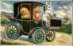 Easter Greetings with Bunny & Chicks With Chicks Postcard Postcard