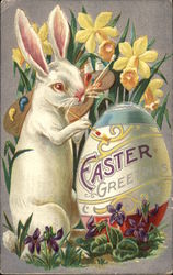 Easter Greetings with Bunny & Egg With Bunnies Postcard Postcard