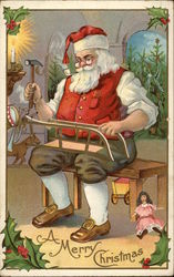 A Merry Christmas with Santa and Toys Santa Claus Postcard Postcard