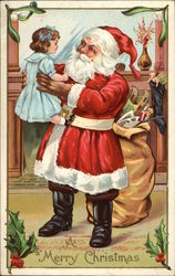 A Merry Christmas with Santa and Toys Santa Claus Postcard Postcard