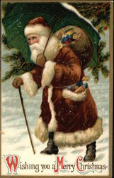 Wishing you a Merry Christmas Santa Claus Postcard Postcard