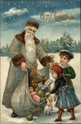 A Merry Christmas with Santa and Toys Santa Claus Postcard Postcard