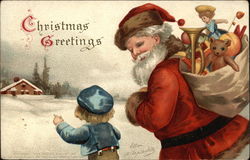 Christmas Greetings with Santa and Toys Santa Claus Ellen Clapsaddle Postcard Postcard