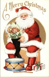 A Merry Christmas with Santa and Toys Postcard