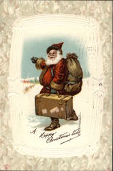 Santa Claus Carrying a Suitcase Postcard