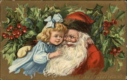 Santa with Girl Children Postcard Postcard