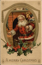 A Merry Christmas with Santa and Toys Postcard