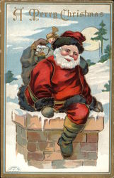 A Merry Christmas with Santa and Toys Santa Claus Postcard Postcard