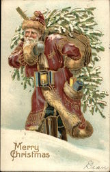 Santa in Purple Robe Santa Claus Postcard Postcard