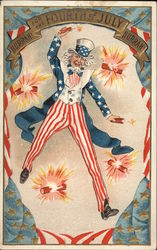 Uncle Sam With Fireworks Postcard