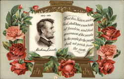 Abraham Lincoln 1809-1865 with Roses & Quote Presidents Postcard Postcard