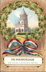 Wreath, With View of Garfield's Tomb in Cleveland, Ohio Postcard