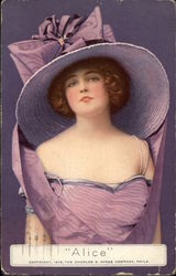 "Alice" - Woman in Lavender Dress & Hat Postcard