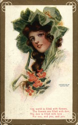 Women with Green Bonnet Postcard Postcard