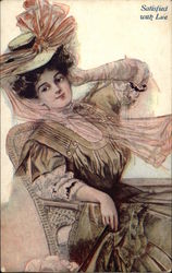 Woman in Victorian Dress Rests in a Chair Postcard