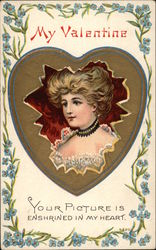 My Valentine Your Picture is Enshrined in My Heart Women Postcard Postcard