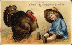 Girl and Turkey Postcard